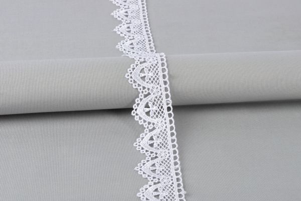 Кружево гипюр (плетёное) 35 мм / 10 м, GP001WH белый, Gamma GGM-3503