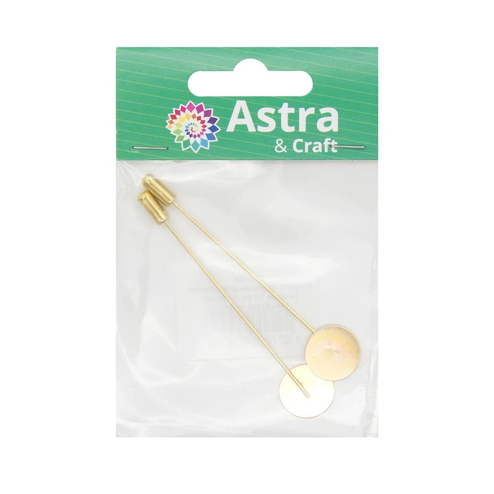 Основа для шляпной булавки, 7,5 см, 2 шт/упак, Astra&Craft (золото) 4AR2015-16