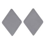 Заплатки пришивные из кожи, ромб 6х8,4см с перфорацией, 2 шт, 100% кожа, 07 серый, 9115