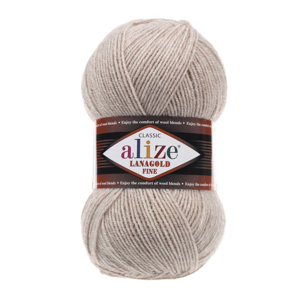 Пряжа Alize (Ализе) Lana Gold Fine / уп.5 мот. по 100 г, 390м, 152 бежевый меланж A