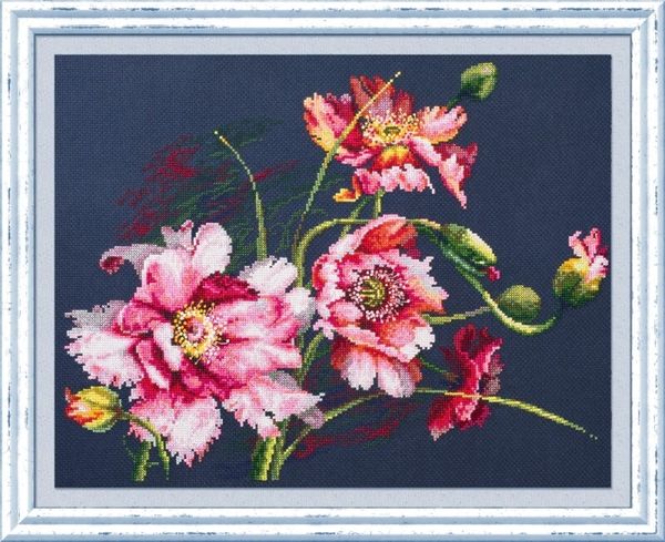 Набор для вышивания нитками Чудесная игла, Таинственные маки, 40x30 см