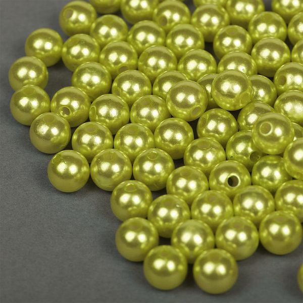 Бусины пластик (перламутр) ⌀10 мм, цв. 017 салатовый, 50 г, Magic4Hobby