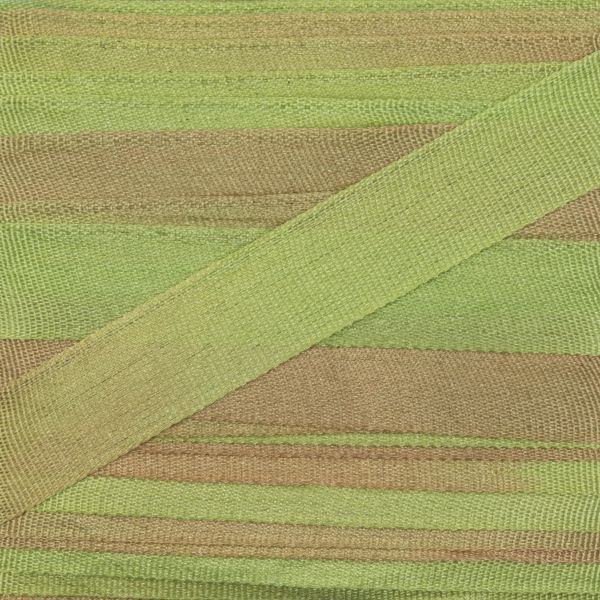 Лента (тесьма) шелковая 7.0 мм / 9.1±0.5 метров, M108.1 зеленый/св.коричневый, Gamma SRM-7