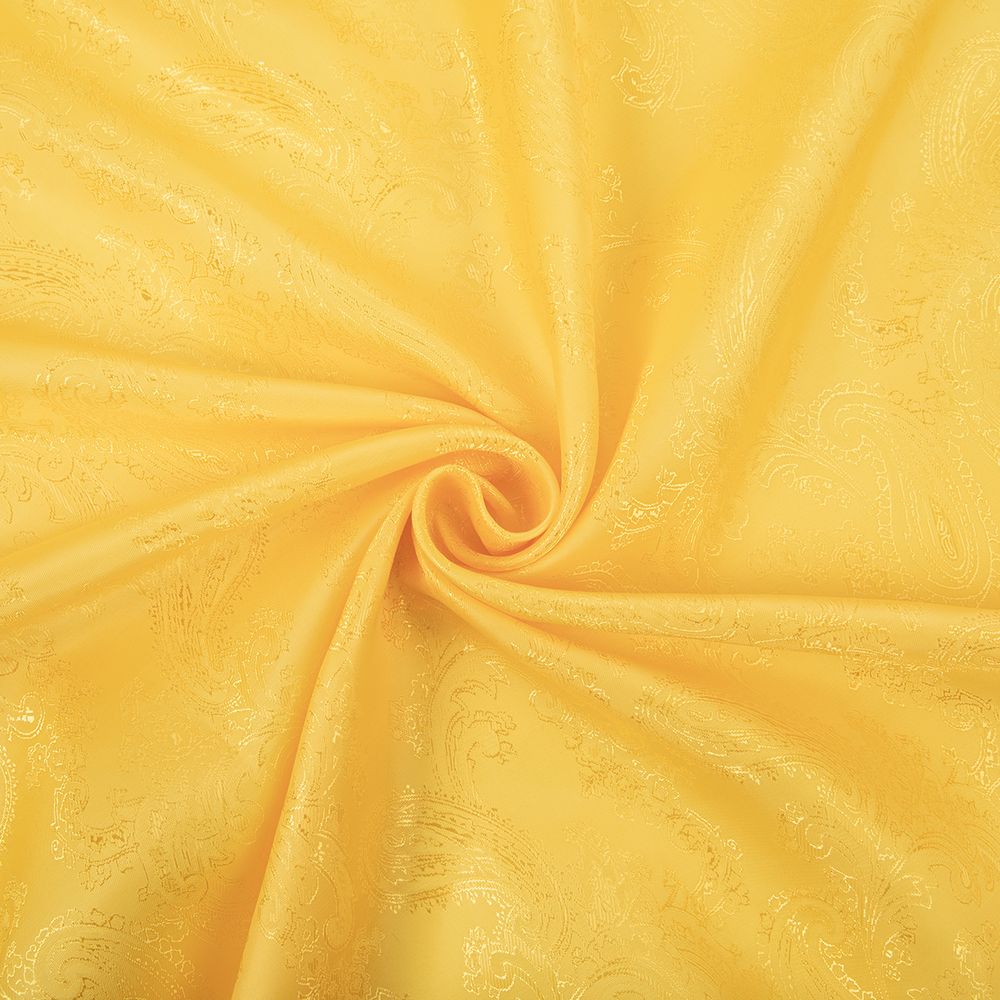 Ткань подкладочная (таффета) с рисунком 96 г/м², 100х145 см, 143 желтый (растительный орнамент), Gamma JTR