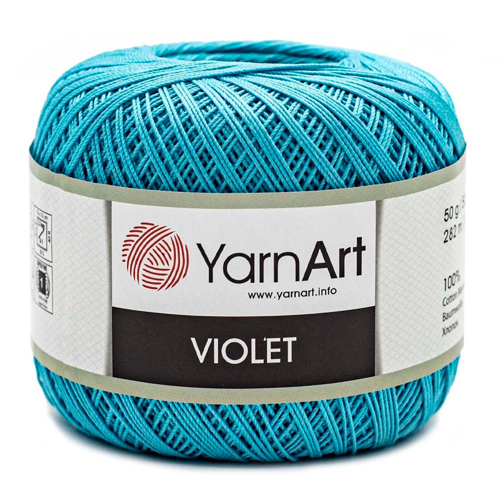 Пряжа YarnArt (ЯрнАрт) Violet / уп.6 мот. по 50 г, 282м, 0008 яркая бирюза