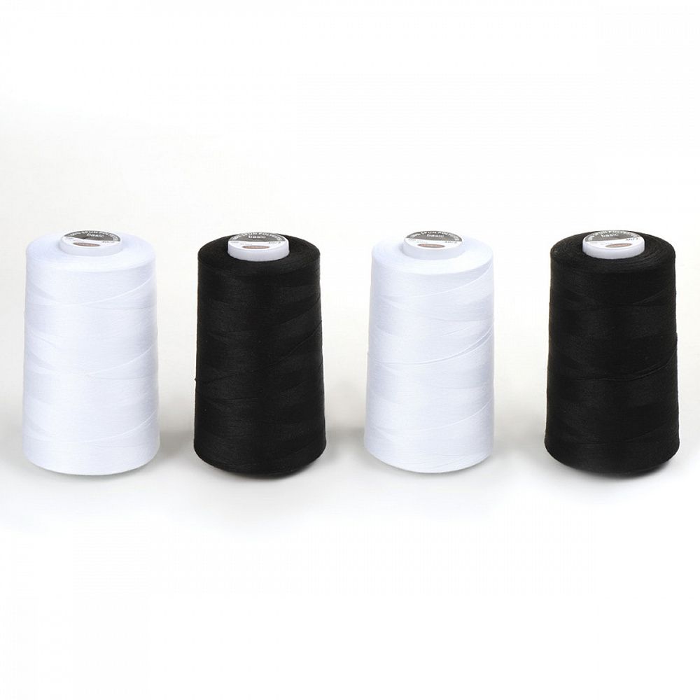 Нитки швейные Max 40/2, 4570 м (5000 ярд), черные, белые / 4 бобины
