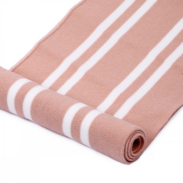 Подвяз (довяз) трикотажный 14.0х100 см, пыльно-розовый с белыми полосами, двухслойный, 100% п/э, 5 штук