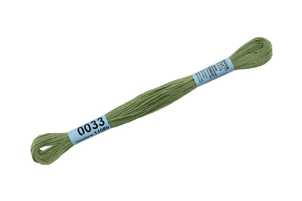 Мулине Gamma 100% хлопок, цв.0033 св.зеленый, 24 мотка по 8 метров