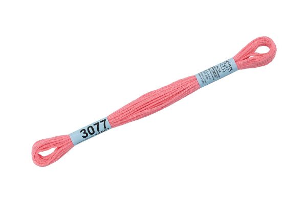 Мулине Gamma 100% хлопок, цв.3077 розовый, 24 мотка по 8 метров