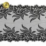 Кружево на сетке (вышитое) арт.T98 245мм цв.черный уп.7м, Kruzhevo