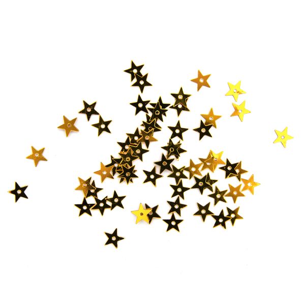 Пайетки фигурные звездочки 7 мм, Астра 10г, A1 золото, уп.10 шт