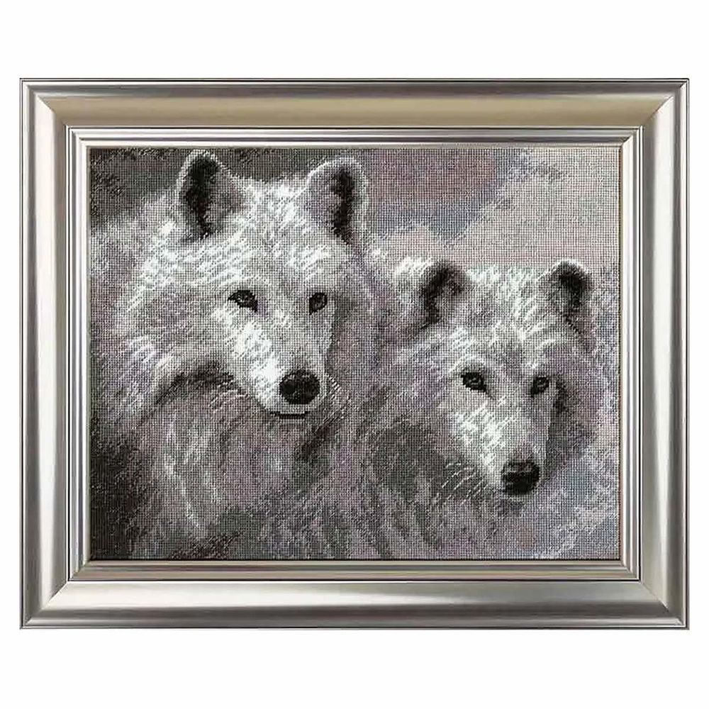 Набор для вышивания нитками Hobby&Pro, Белые волки, 29х23 см