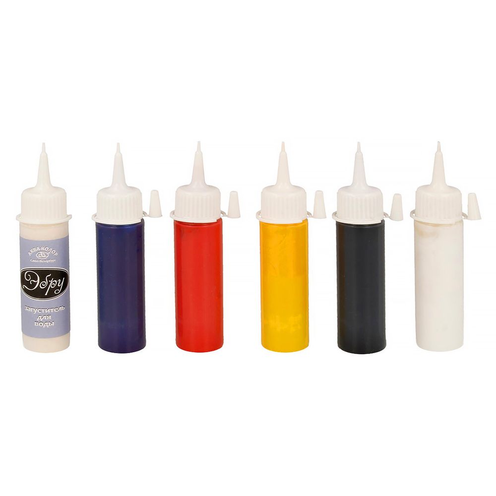 Краска для эбру набор 5 цветов + загуститель К6315 108 мл, Аква-колор