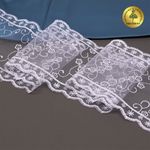Кружево на сетке широкое 120 мм, цв.01 белый, уп.13.7м, Kruzhevo