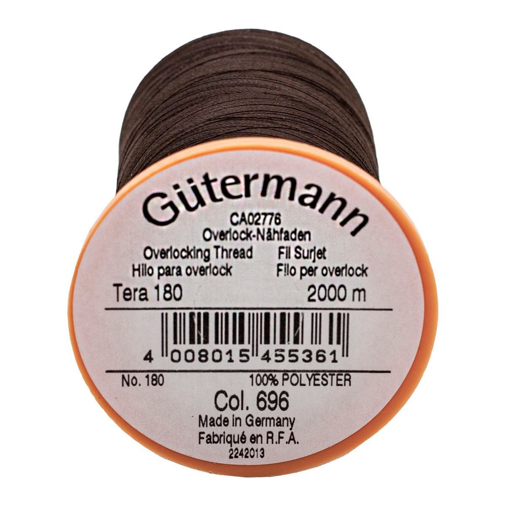 Нитка филаментная особопрочная Gutermann Tera 180, 2000 м, 696 т.шоколад, 1 катушка