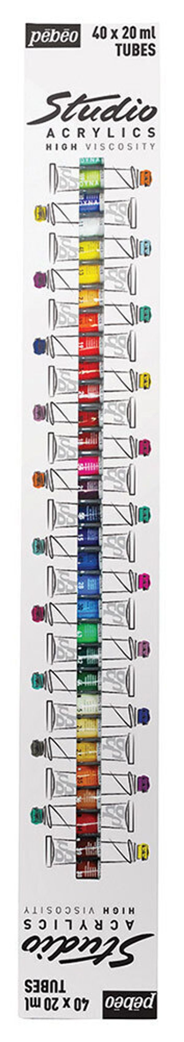 Краска акриловая набор Studio Acrylics 40 цв. 20 мл, Pebeo