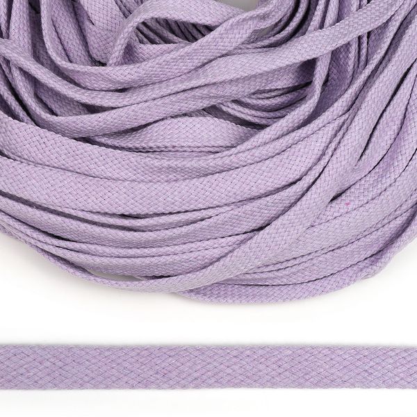 Шнур плоский плетеный х/б ⌀15.0 мм / 50 метров, турецкое плетение цв.135 сиреневый
