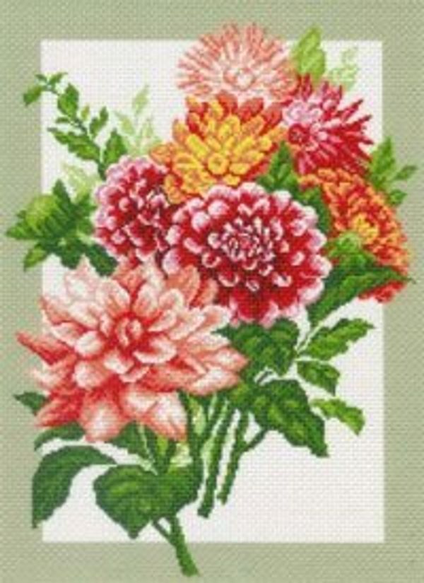 Набор для вышивания нитками Матренин Посад, Георгины 37х49 см