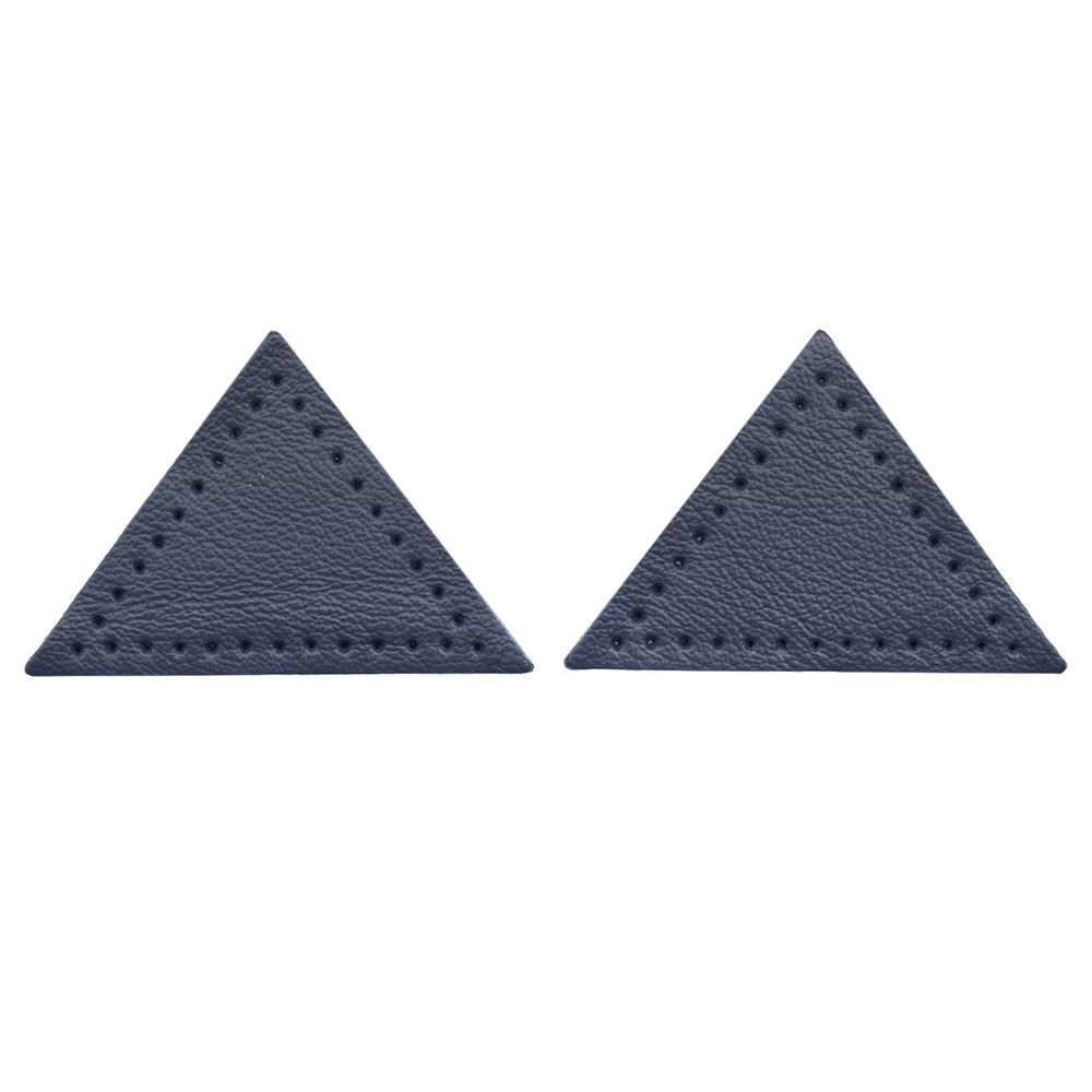 Заплатки пришивные из кожи, треугольник равнобедр., стор. 5см, с перфорацией, 2 шт, 100% кожа, 05 темно-синий, 9901