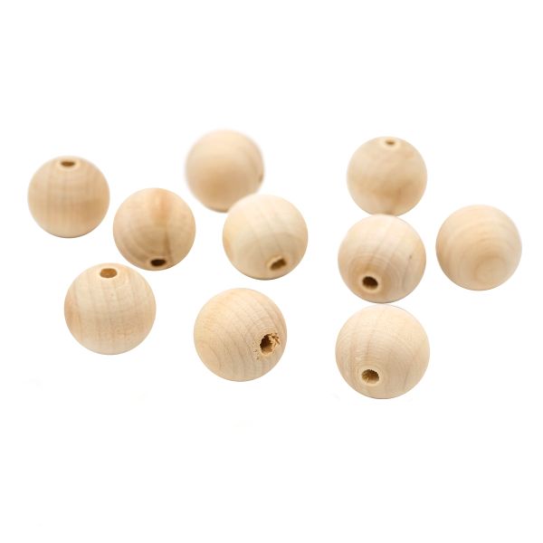 Бусины дерево ⌀18 мм, неокрашенные, отв.4 мм, 10 шт