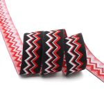 Лента (тесьма) жаккардовая 20.0 мм / 10±0.5 метров, Зигзаг 20278 V1 черный/красный