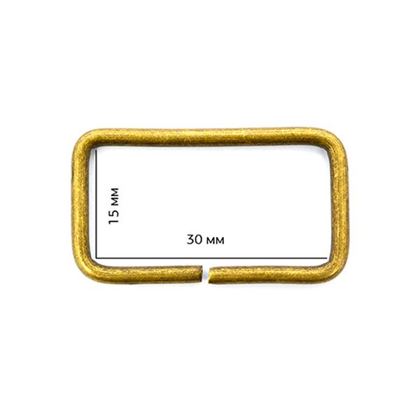 Рамка прямоугольная металл 30х15х2,3 мм, TSW цв. антик уп. 500 шт