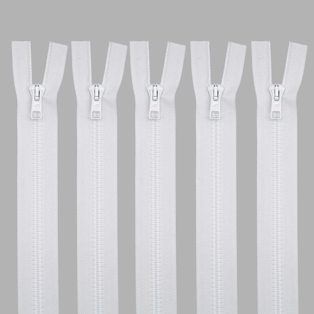 Молния трактор Arta Т6 (6 мм) 2 зам., разъем., 110 см, цв. 001 белый, уп.5 шт