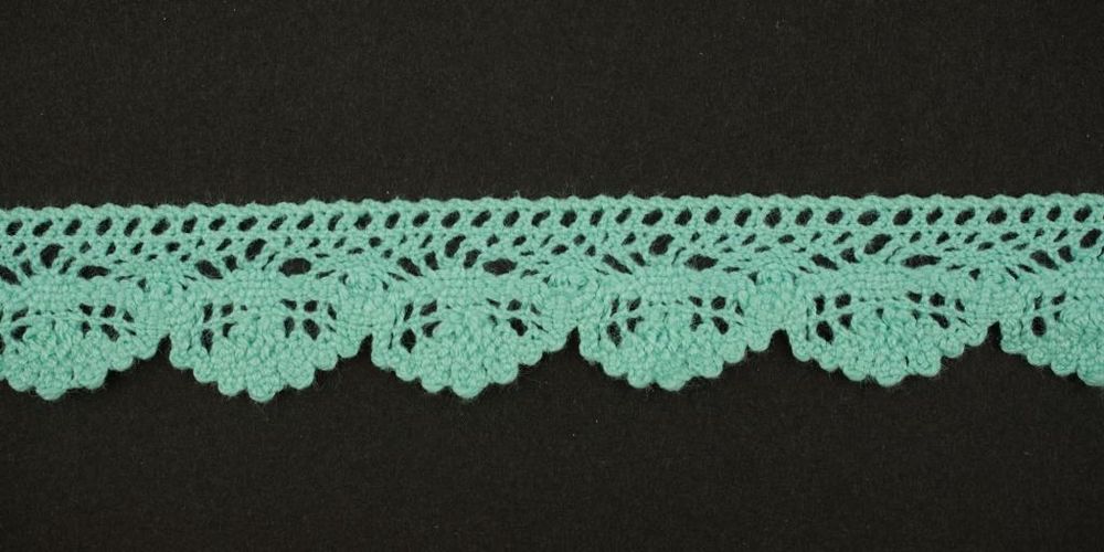 Кружево вязаное (тесьма) 16 мм цв. мятный, AF-129-075, Alfa, 25 м Кружево вязаное (тесьма) 16 мм цв. мятный, AF-129-075, Alfa, 25 м