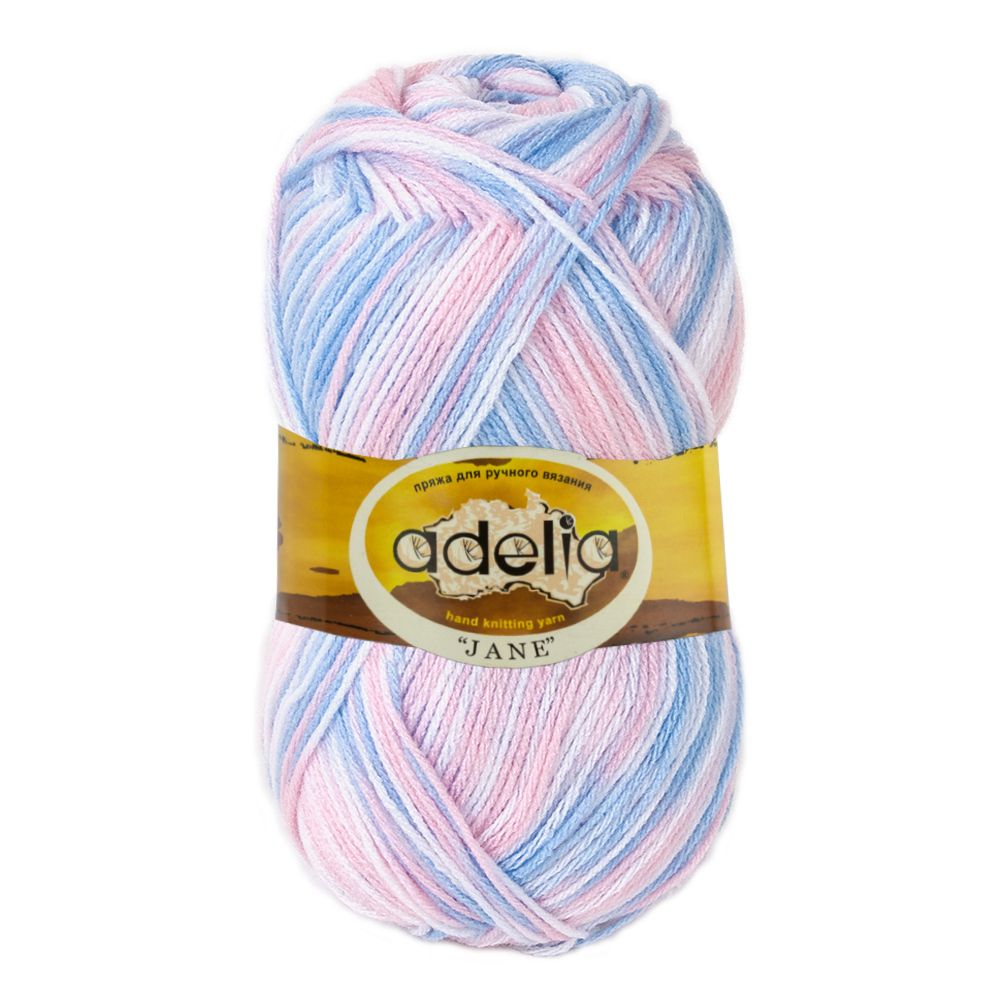 Пряжа Adelia Jane / уп.10 мот. по 50г, 227м, 04 белый-голубой-бл.розовый