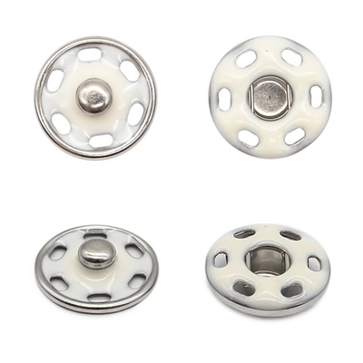 Кнопка пришивная металл ⌀12.5 мм, никель / белый, 10 шт, КПР6