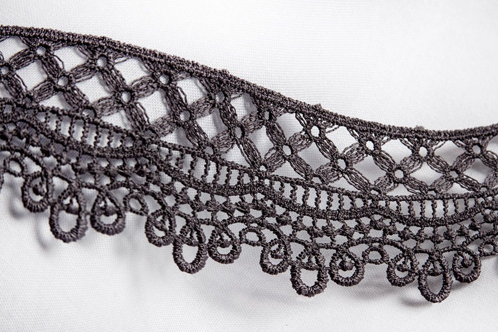 Кружево гипюр (плетёное) 43 мм / 10 м, серый, Gamma GGM-4303