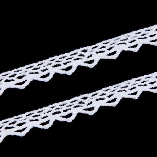 Кружево вязаное (тесьма) хлопковое 10 мм / 9.14 метров, белоснежный