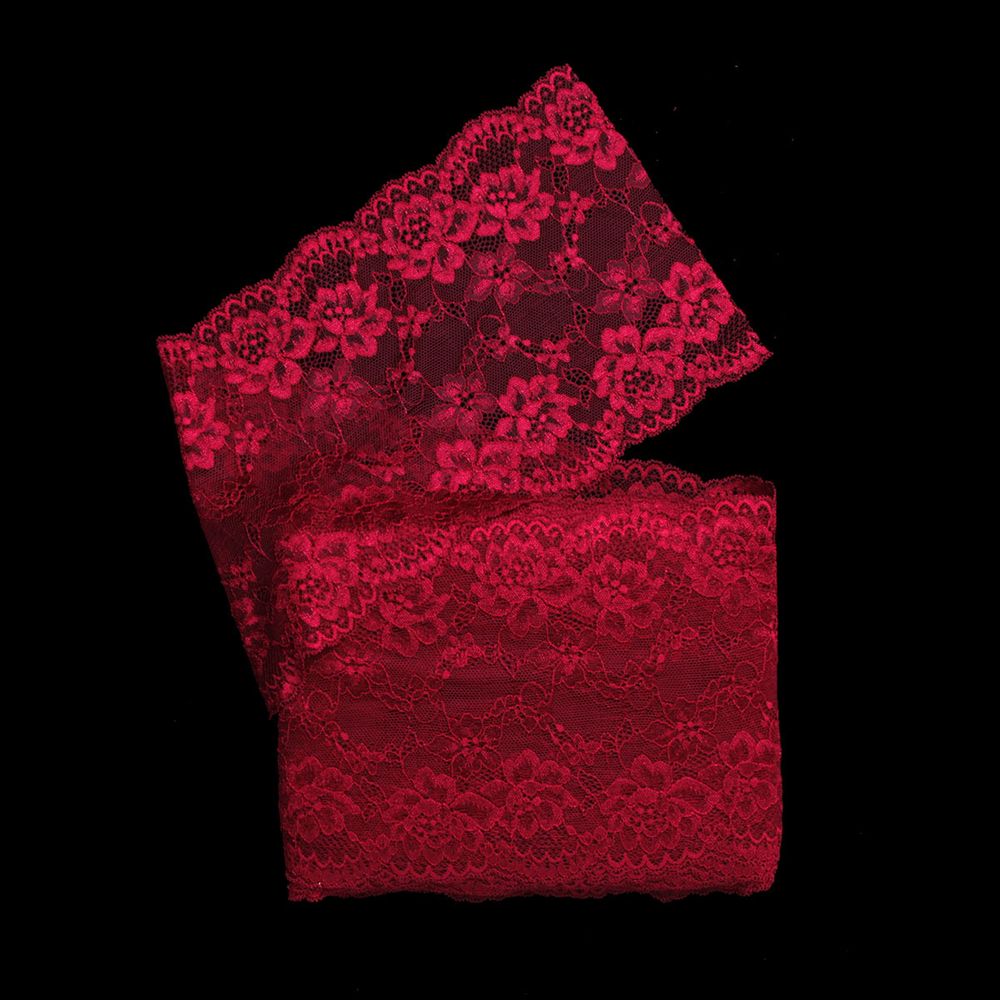 Кружево бельевое эластичное 180 мм / 13.72 м, цв. C520 т.красный