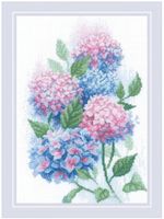 Набор для вышивания нитками Риолис, Грация гортензий, 21х30 см