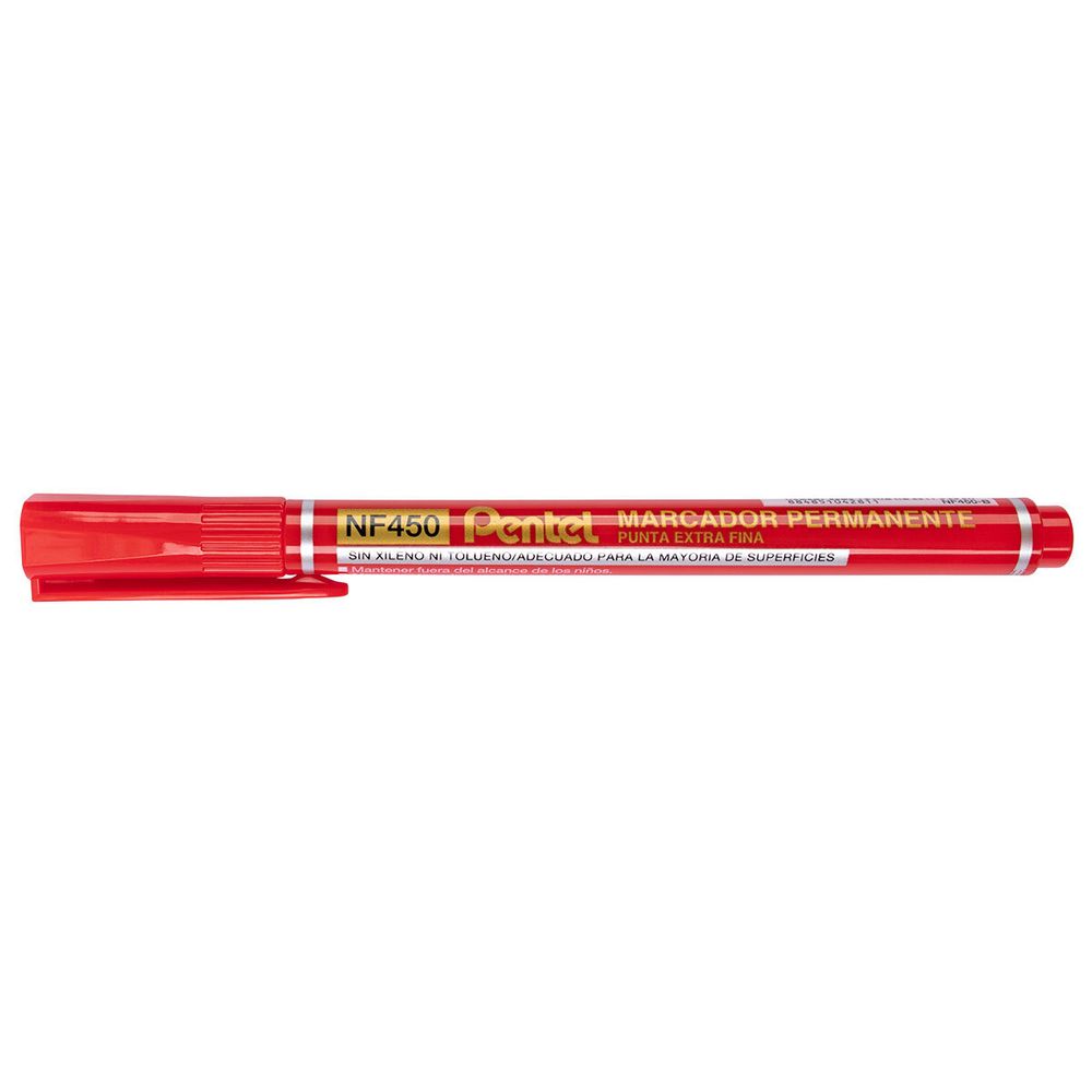 Маркер перманентный Fine Point пулевидный 12 шт, NF450-B красный, Pentel