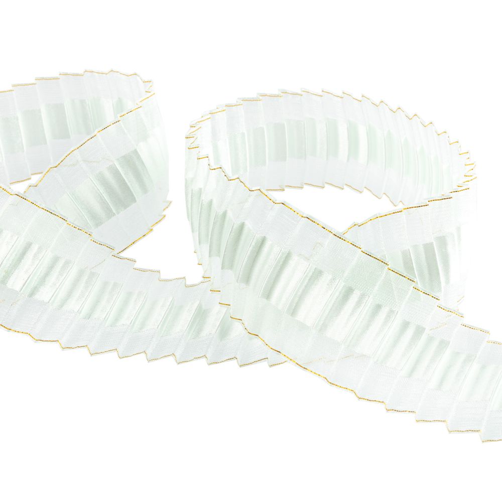 Лента капроновая (органза) гофрированная 38.0 мм / 22.5 метров, 086 св. небесный, Blitz ORV-38