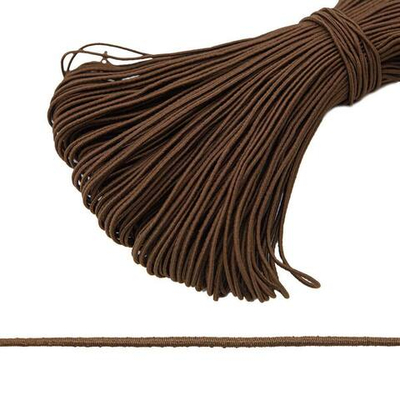Резинка шляпная (шнур эластичный) ⌀1.5 мм / 50 метров, цв.коричневый