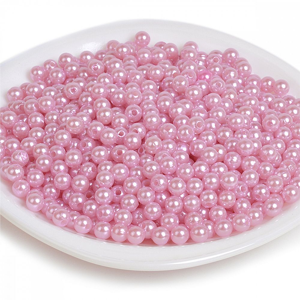Бусины круглые Перламутр 10 мм цв. 015 розовый упак 50 гр. (96 шт)