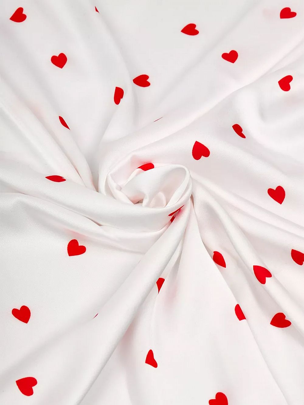Шелк Армани 90 г/м², 150 см / 2 метра, TBYArm-hrt1, белый сердечки