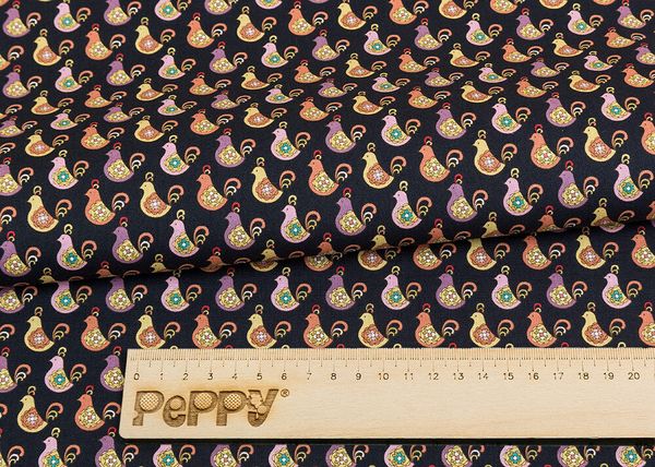 Ткань для пэчворка Peppy Крошки-матрешки, 112 см, рулон 5 метров, КМ-06 черный, Peppy