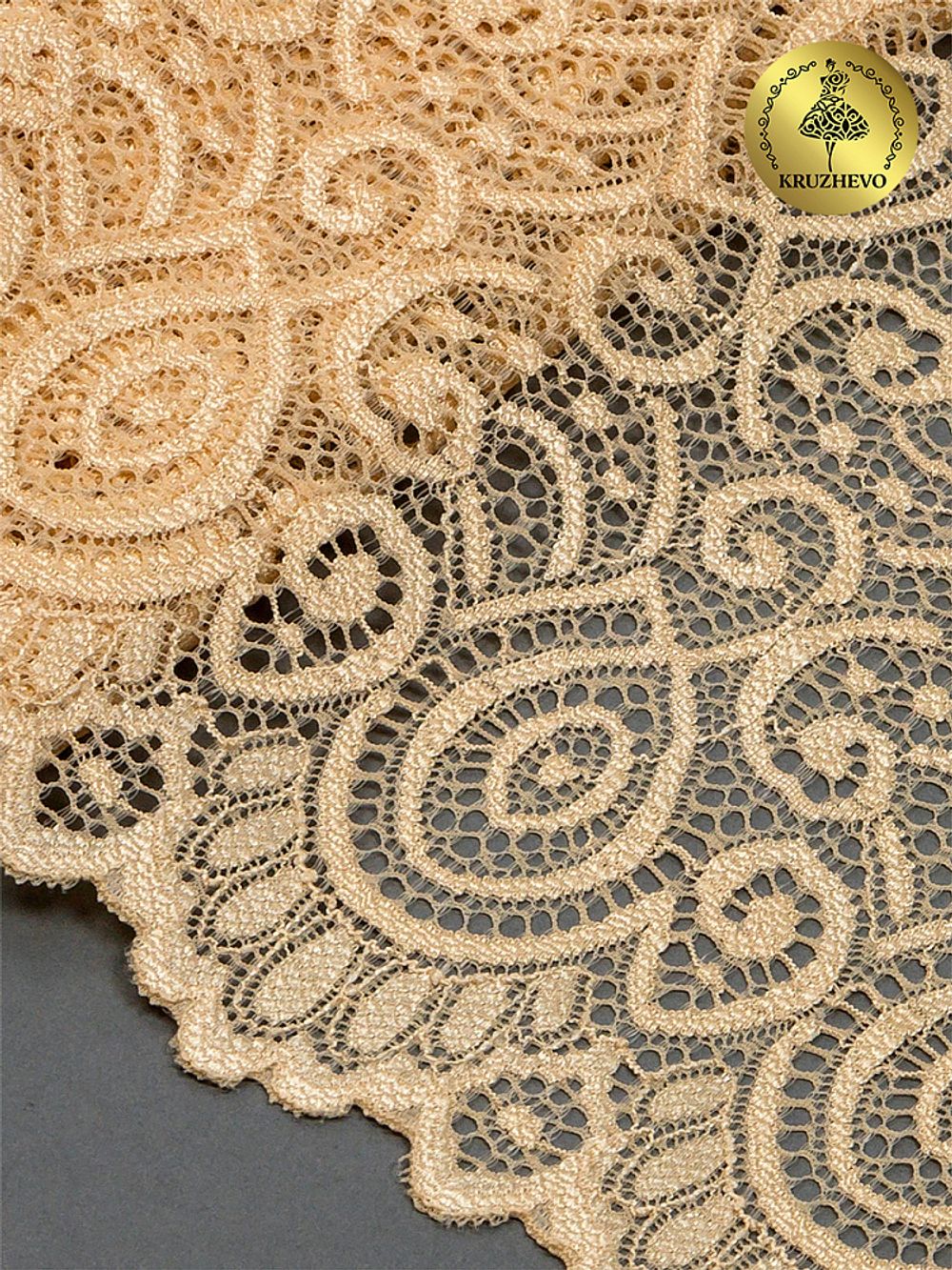 Кружево эластичное (стрейч) L1351 180мм цв.126 бежевый, 25м, Kruzhevo