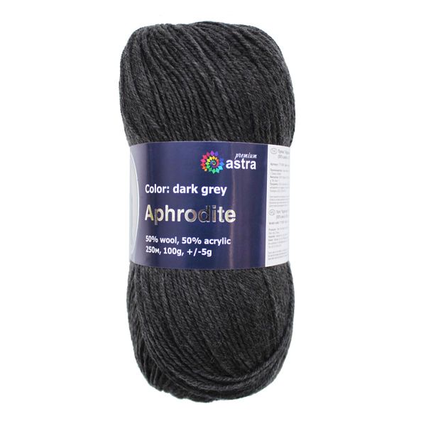 Пряжа Astra Premium (Астра Премиум) Афродита / уп.3 мот. по 100 г, 250 м, 06 темно-серый