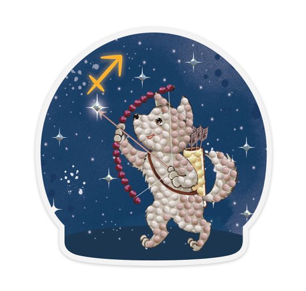 Алмазная (кристальная) мозаика Фрея, магнит Знаки зодиака. Стрелец, 9х9 см