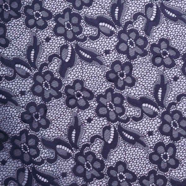 Кружево бельевое эластичное 400 мм / 3.4 метра, цвет темно-синий