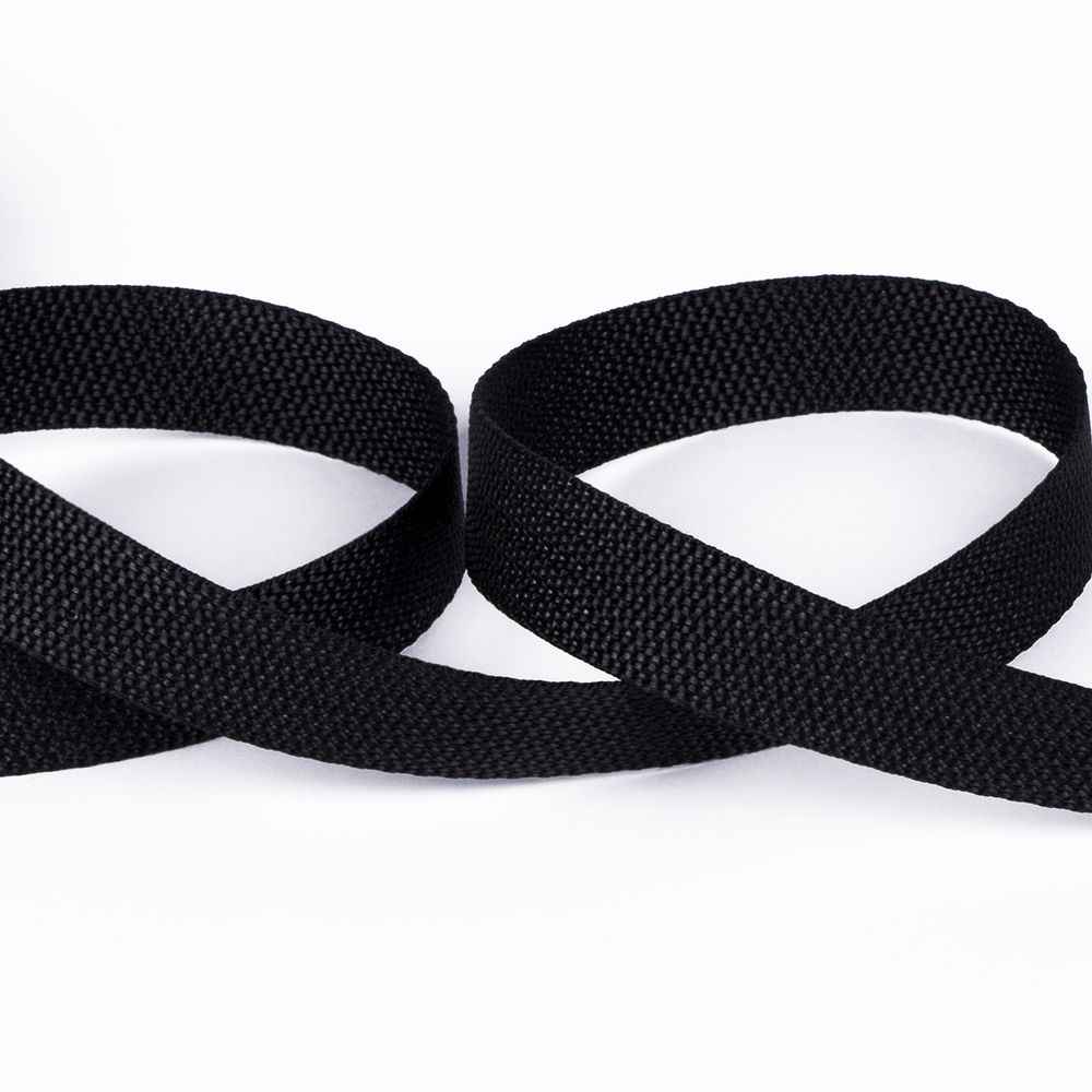 Стропа (ременная лента) 20 мм / 50 метров, толщ. 0.95 мм, [12.22 г/пог.м], 100% п/а, 00 черный, Gamma 5с611