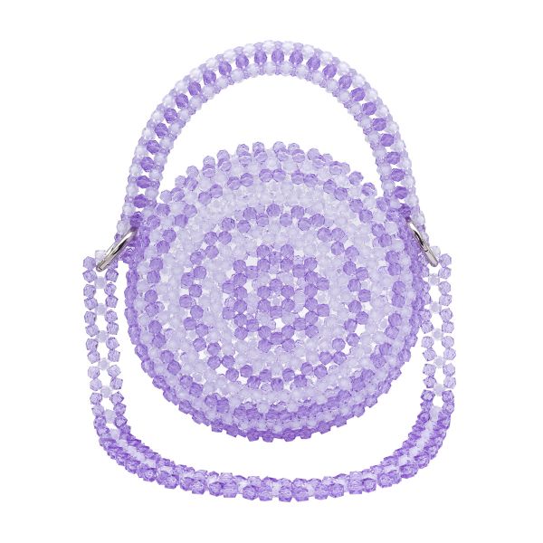 Набор для плетения двухцветной сумки из акриловых бусин, граненый куб, 10мм, Astra&Craft (643 лаванда/прозрачный)