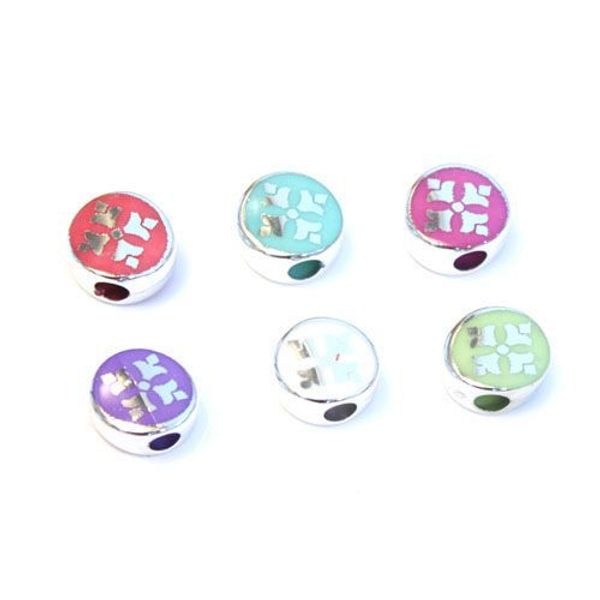 Бусины пластик под металл 13х7 мм, 6 шт, микс, Астра