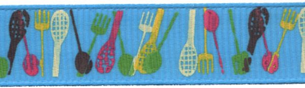 Лента репсовая (в рубчик) с рисунком 12.0 мм / 22.5±1 метров, 091/K1голубой/посуда, Gamma GRC-12