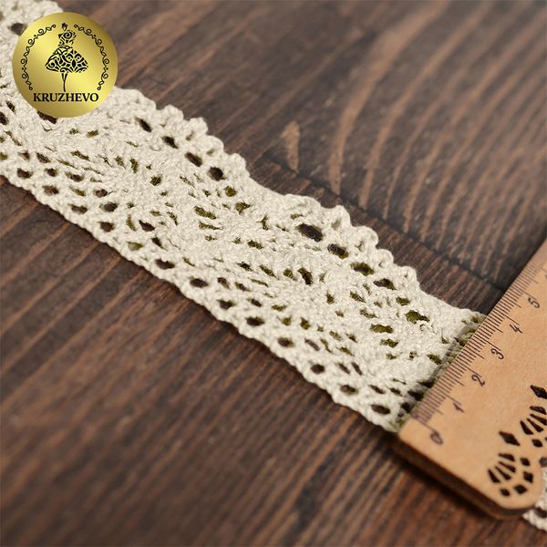 Кружево вязаное (тесьма) 45 мм / 10 метров, 5235 цв.35 кремовый, 10 м, Kruzhevo