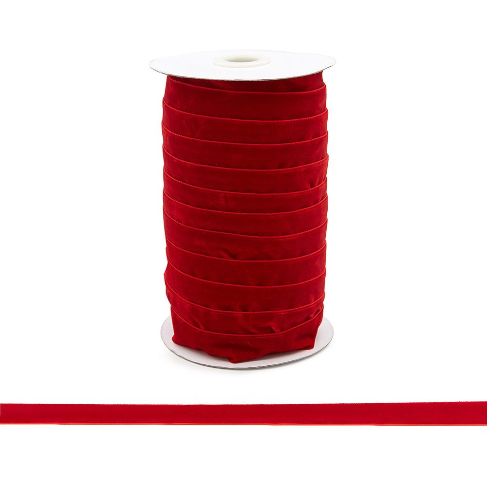 Лента бархатная (тесьма) 20.0 мм / 32.9±2 метров, 0081-1901 (8539 красный)